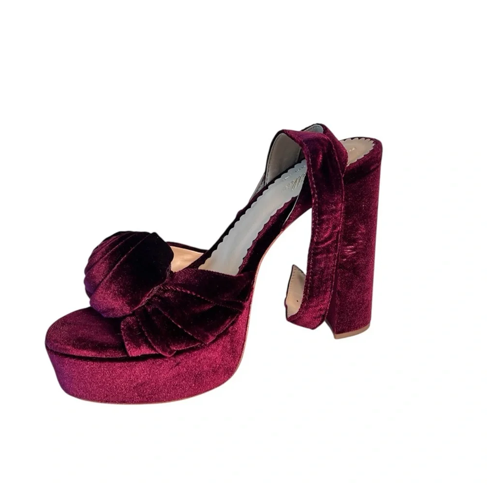 Antonio Melani x Nicola Bathie Emilia Velvet Burgundy Platform Sandals‎ 9M